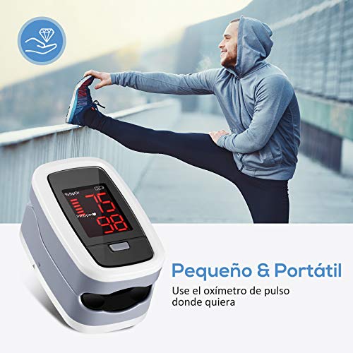 Mpow Oxímetro de Pulso, Pulsioximetro de Dedo, Oximetro Dedo con Pantalla OLED Rotatorio Bicolor, Ajustable de Brillo, Oxímetro Para el Cuidado de la Salud Familiar, Lectura Instantánea