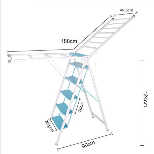 MQ&PQ Escalera, tendedero,Airfoil Plegable balcón Interior del pañal Secado Parrilla casera de la Escalera tendedero-A