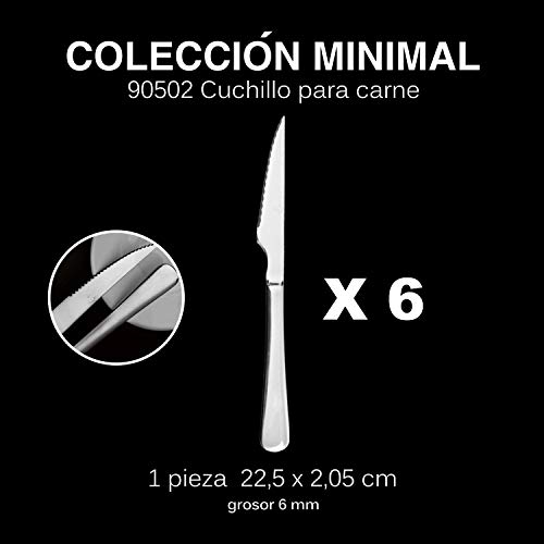 Mr. Spoon 6 Cuchillos de Carne Acero INOX. Colección Minimal 22,5x2,05 cm