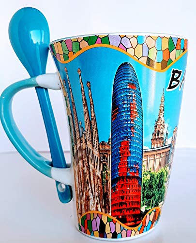MR Taza de Cafe Grande con Motivo DE Gaudi Color Azul - Barcelona