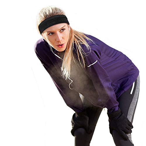 MRACSIY Diadema deportiva Sweatband para yoga Correr Ciclismo Baloncesto- Estiramiento de humedad Wicking Hairband (negro)