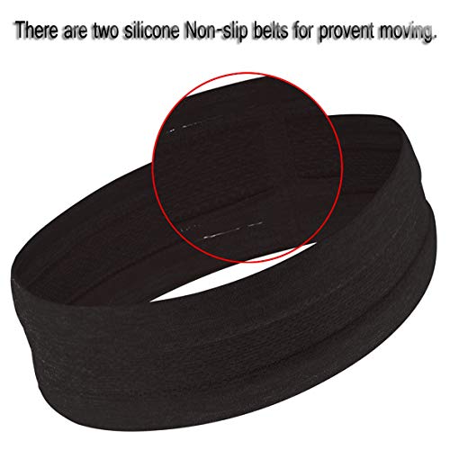 MRACSIY Diadema deportiva Sweatband para yoga Correr Ciclismo Baloncesto- Estiramiento de humedad Wicking Hairband (negro)