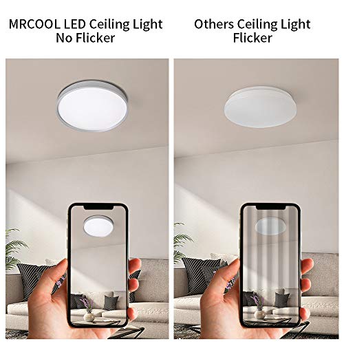 MRCOOL Plafon LED Techo, Lámpara de Techo LED Redondas de, Luces de Techo 24W 3000K-6500K Para Sala de Estar, Dormitorio, Cocina, Comedor, Balcón, Baño(Plata, 24W)
