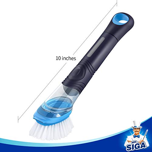 MR.SIGA Cepillo dispensador de jabón, cepillo de cocina para limpieza del fregadero de cacerola, paquete de 2, azul marino/azul