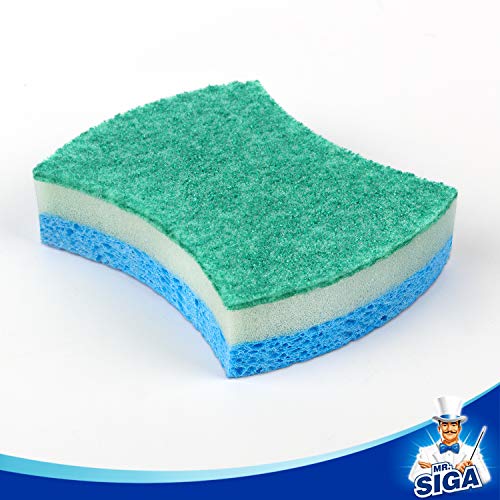 MR.SIGA Esponja exfoliante de celulosa, esponja de doble cara para lavar platos de cocina, paquete de 12