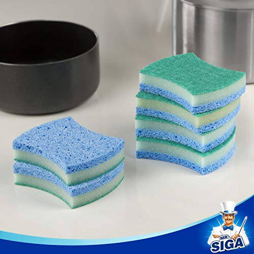 MR.SIGA Esponja exfoliante de celulosa, esponja de doble cara para lavar platos de cocina, paquete de 12