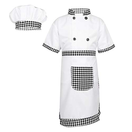 MSemis Unisex Disfraz de Cocinero para Niños Niñas Cosplay Chef Traje de Pastelero Panadero 3Pcs Fiestas Desfile 4-12 Años Gris 4-5 Años