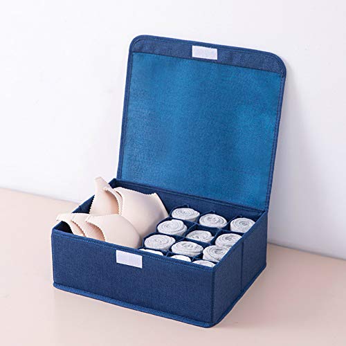 MSNLY Ropa Interior de algodón y Lino, Sujetador, Calcetines, Caja de Almacenamiento, multicompartimento, Plegable, ecológico, con Funda, cajón de Acabado, Caja de Tela, Lavado.
