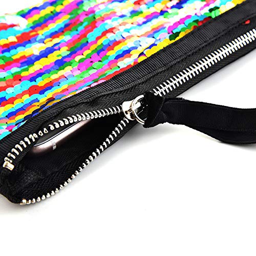 MSYOU - Estuche cuadrado con lentejuelas, práctico estuche con cremallera, multifunción, para guardar brochas de maquillaje, para estudiantes, escuelas, adultos, equipos de oficina 20 * 10cm morado