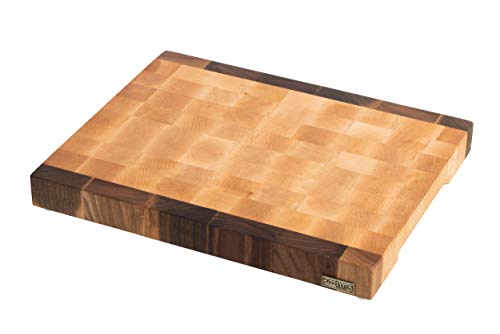 MTM WOOD Tabla de Cortar Cocina de Madera Abedul y Nogal, End Grain, Tablas de Picar de Tamaño Diferente y de Espesor 3 y 4 cm, Ideal para Cortar Carne Verduras Pescado Pan (40 x 30 x 3 cm)