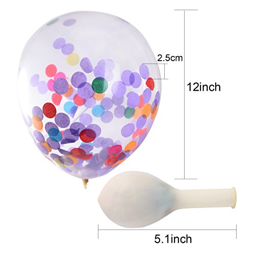 Mudder 12 Pulgadas Globos con Confeti Colorido para Decoraciones de Fiesta Celemonia y Celebración