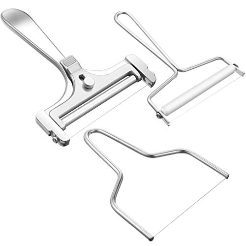 Mudder 3 Herramientas de Cortar Queso, Rebanadora de Queso de Acero Inoxidable Cortador de Alambre de Espesor Ajustable Cortador de Mantequilla de Mano para Mantequilla Queso Suministros de Cocina