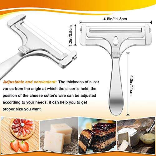 Mudder 3 Herramientas de Cortar Queso, Rebanadora de Queso de Acero Inoxidable Cortador de Alambre de Espesor Ajustable Cortador de Mantequilla de Mano para Mantequilla Queso Suministros de Cocina
