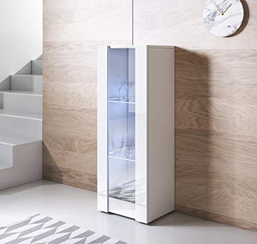 muebles bonitos Armario Modelo Luke V2 (40x128cm) Color Blanco con Patas estandar