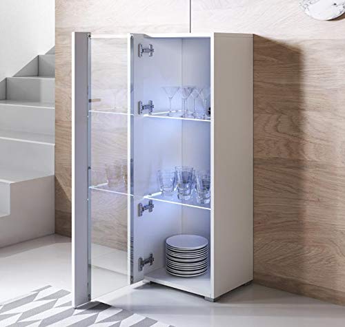 muebles bonitos Armario Modelo Luke V2 (40x128cm) Color Blanco con Patas estandar