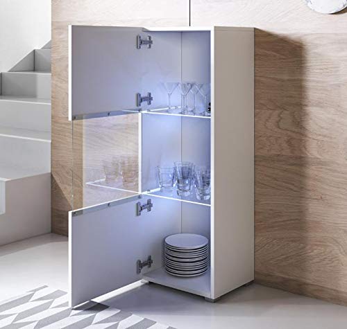 muebles bonitos Armario Modelo Luke V3 (40x128cm) Color Blanco con Patas estandar