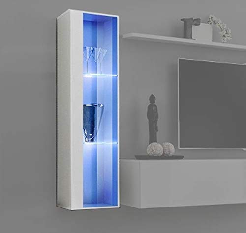 muebles bonitos – Mueble Colgante Modelo Berit LD 30x120 en Color Blanco con LED