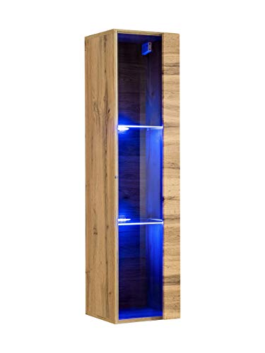 muebles bonitos – Mueble Colgante Modelo Berit LD 30x120 en Color Roble con LED