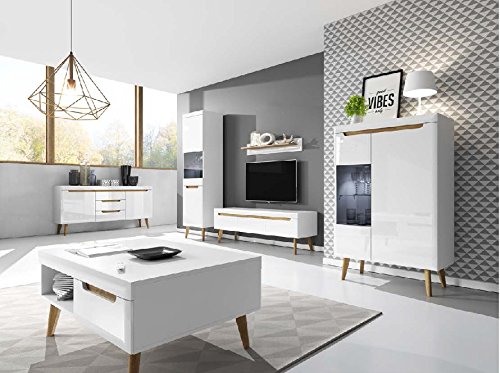 Muebles de salón Estilo nórdico Oslo - salón - Comedor - Vitrina - aparador - Mesa de Centro (Vitrina Ancha Oslo)