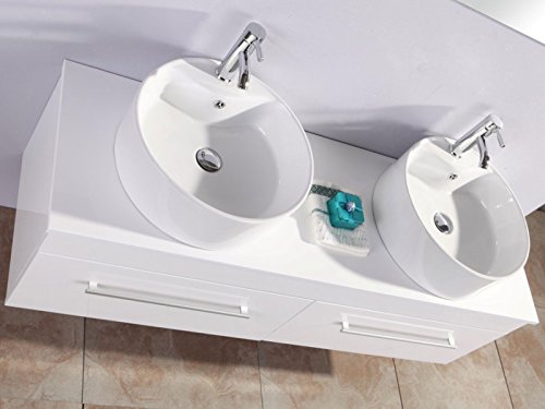 Muebles para baño para cuarto de baño White Cardellino con espejo 150 cm grifos incluido