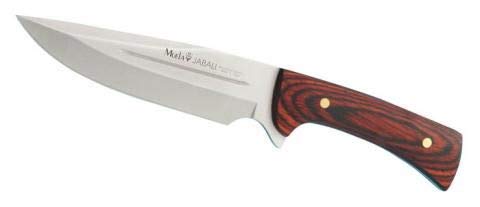 Muela Cuchillo Jabali JABALI-17E hoja de acero MoVa de 17 cm y empuñadura de madera coral para Caza, Pesca, Supervivencia y Bushcraft - Realizado en Ciudad Real