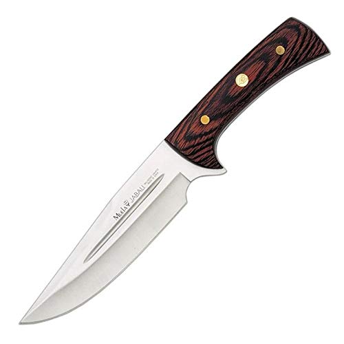 Muela Cuchillo Jabali JABALI-17E hoja de acero MoVa de 17 cm y empuñadura de madera coral para Caza, Pesca, Supervivencia y Bushcraft - Realizado en Ciudad Real