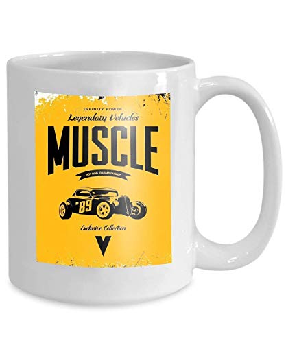 Mug Coffee Tea Cup Vintage Custom hot Rod Logo Yellow Premium Quality Old Sport car Logotype t Emblem 110z