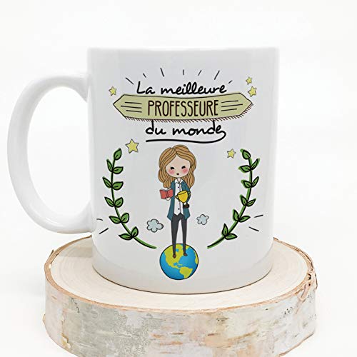 MUGFFINS (Taza en francés) Tazas Originales de café y Desayuno del Profesor para Dar a los Trabajadores Profesionales - El Mejor Profesor del Mundo - Cerámica 350 ml