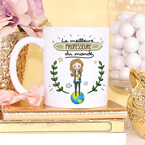MUGFFINS (Taza en francés) Tazas Originales de café y Desayuno del Profesor para Dar a los Trabajadores Profesionales - El Mejor Profesor del Mundo - Cerámica 350 ml