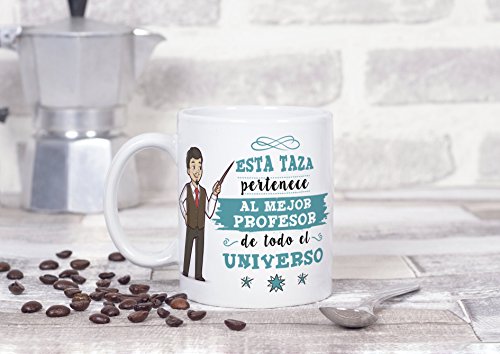 MUGFFINS Taza Profesor (hombre)-"El Mejor Profesor del Universo" - Taza de Café/Desayuno - Regalos Originales para Profesores y Maestros - Cerámica 350 ml / 11oz