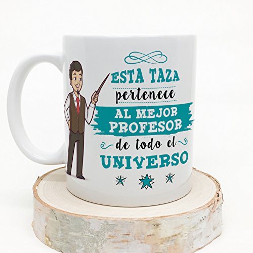 MUGFFINS Taza Profesor (hombre)-"El Mejor Profesor del Universo" - Taza de Café/Desayuno - Regalos Originales para Profesores y Maestros - Cerámica 350 ml / 11oz