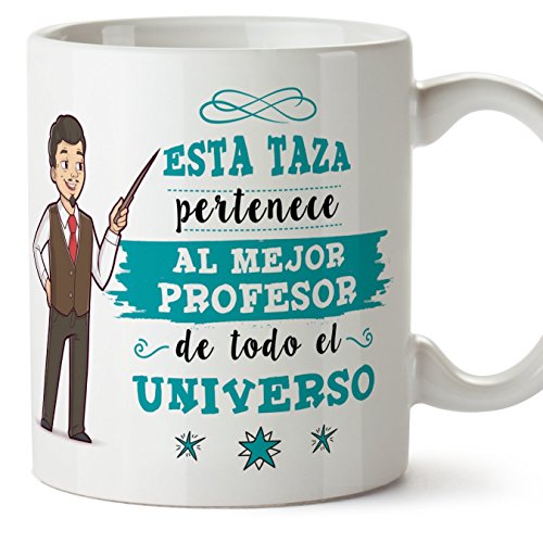 MUGFFINS Taza Profesor (hombre)-"El Mejor Profesor del Universo" - Taza de Café/Desayuno - Regalos Originales para Profesores y Maestros - Cerámica 350 ml / 11oz