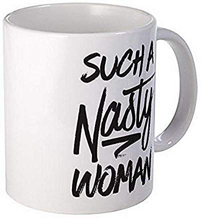 Mugs Online Clinton-Nasty Woman - Taza de cerámica para café o té, 325 ml, color blanco