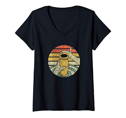 Mujer Cerámica de horno retro Camiseta Cuello V