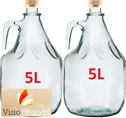MultiDepot Conjunto de 2 Botella de Cristal de garrafa de Completa 5L BDG5Z