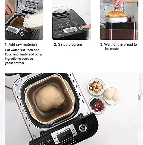 Multifunción 450W automático Máquina de hacer pan, multifuncional de acero inoxidable máquina de pan, 18 Configuración, 3 colores, la corteza de la Reserva Keep Warm Set, 18 programas automáticos, 13