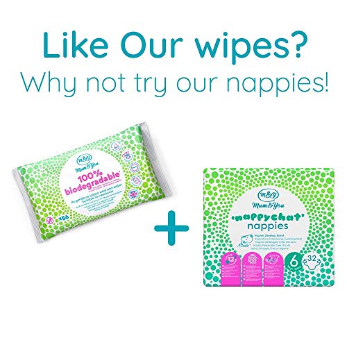 Mum & You Toallitas Húmedas Para Bebés 100% Biodegradables, Paquete De 12, (672 Toallitas En Total). 98% De Agua, 0% De Plástico, Hipoalergénico Y Dermatológicamente Probado