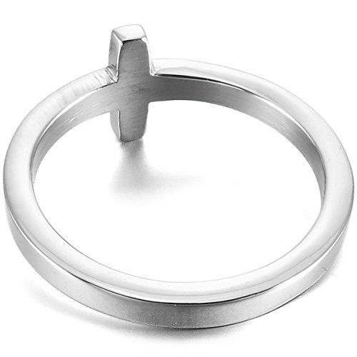 MunkiMix Acero Inoxidable Anillo Ring Banda Venda Cz Cubic Zirconia Circonita El Tono De Plata Cruzar Cruz Alianzas Boda Talla Tamaño 17 Mujer