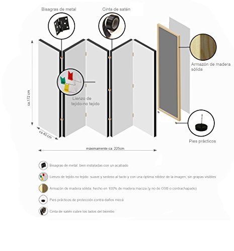 murando Biombo con Tablero de Corcho Foto Biombo Flores 135x172 cm Impresion Bilateral en el Lienzo de TNT de Calidad Decoracion Foto Biombo de Madera con Imagen Impresa Home Office b-C-0188-z-b