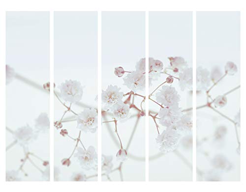murando Biombo Flores 225x172 cm de Impresion Unilateral en el Lienzo de TNT de Calidad Decoracion Foto Biombo de Madera con Imagen Impresa Separador Grande Home Office Blanco SPA b-B-0321-z-c