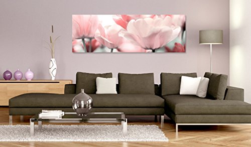 murando Cuadro en Lienzo 135x45 1 Parte Impresión en Material Tejido no Tejido Impresión Artística Imagen Gráfica Decoracion de Pared Flores Tulipan Rosa b-B-0083-b-a