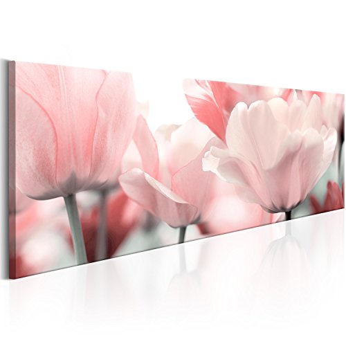 murando Cuadro en Lienzo 135x45 1 Parte Impresión en Material Tejido no Tejido Impresión Artística Imagen Gráfica Decoracion de Pared Flores Tulipan Rosa b-B-0083-b-a