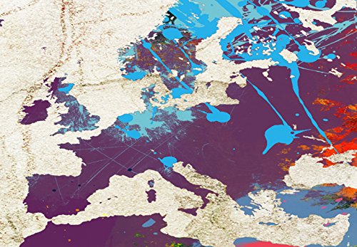 murando - Cuadro en Lienzo 200x80 cm Mapamundi Impresión de 5 Piezas Material Tejido no Tejido Impresión Artística Imagen Gráfica Decoracion de Pared Mapa del Mundo Continente k-A-0179-b-o