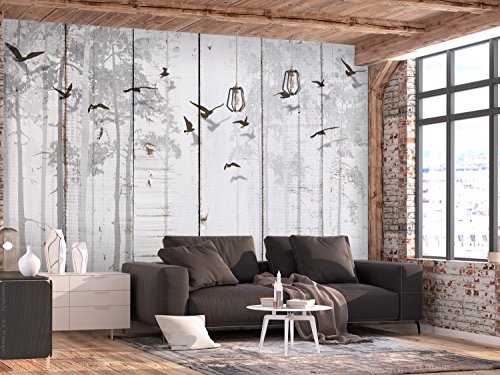 murando Fotomurales autoadhesivo Tablas 343x256 cm Papel Pintado Decoración de Pared Murales Pegatina decorativos adhesivos 3d moderna de Diseno Fotográfico Pajaro gris Arboles f-C-0178-a-a