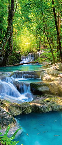 murimage Papel Pintado Puerta Cascada 86 x 200 cm Incluye Pegamento Río de la Selva Bosque Tailandia Asia baño Foto Mural