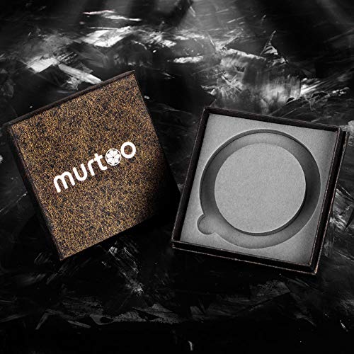 murtoo Pulsera Cuero Hombre Acero Inoxidable Cuero Negro Trenzada Brazalete con Cierre Magnética Piedras (Marrón Cuero y Ágata - 22cm)