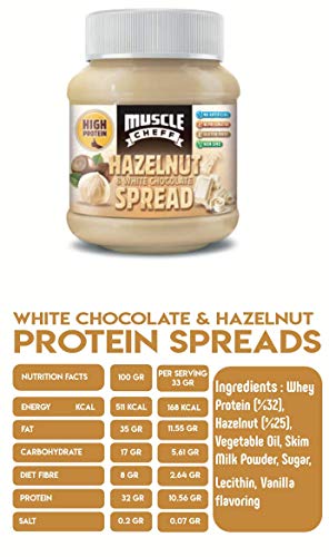 Muscle Cheff Crema de Avellanas y Chocolate Blanco, 1 x 350 Tarro