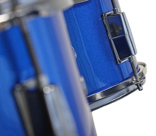 Music Alley Kit de 3 piezas de tambor secundaria para los niños con platillos de batería del pedal de heces y los palillos del tambor, color Azul Metálico