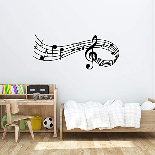 Musical Nota Pestañas De Música Pegatinas de Pared Etiqueta de la Pared, AUHOTA Desmontable DIY Decorativo Adhesivo Arte Murales para Sala de Música Habitación Living Room (23 × 9 pulgadas, Negro)