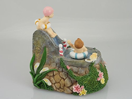 Musicbox World Agua Slide Hecho DE polirresina con el niño en Cuanto a la melodía por el Hermoso mar Figura Decorativa Musical, Piedra, Multicolor